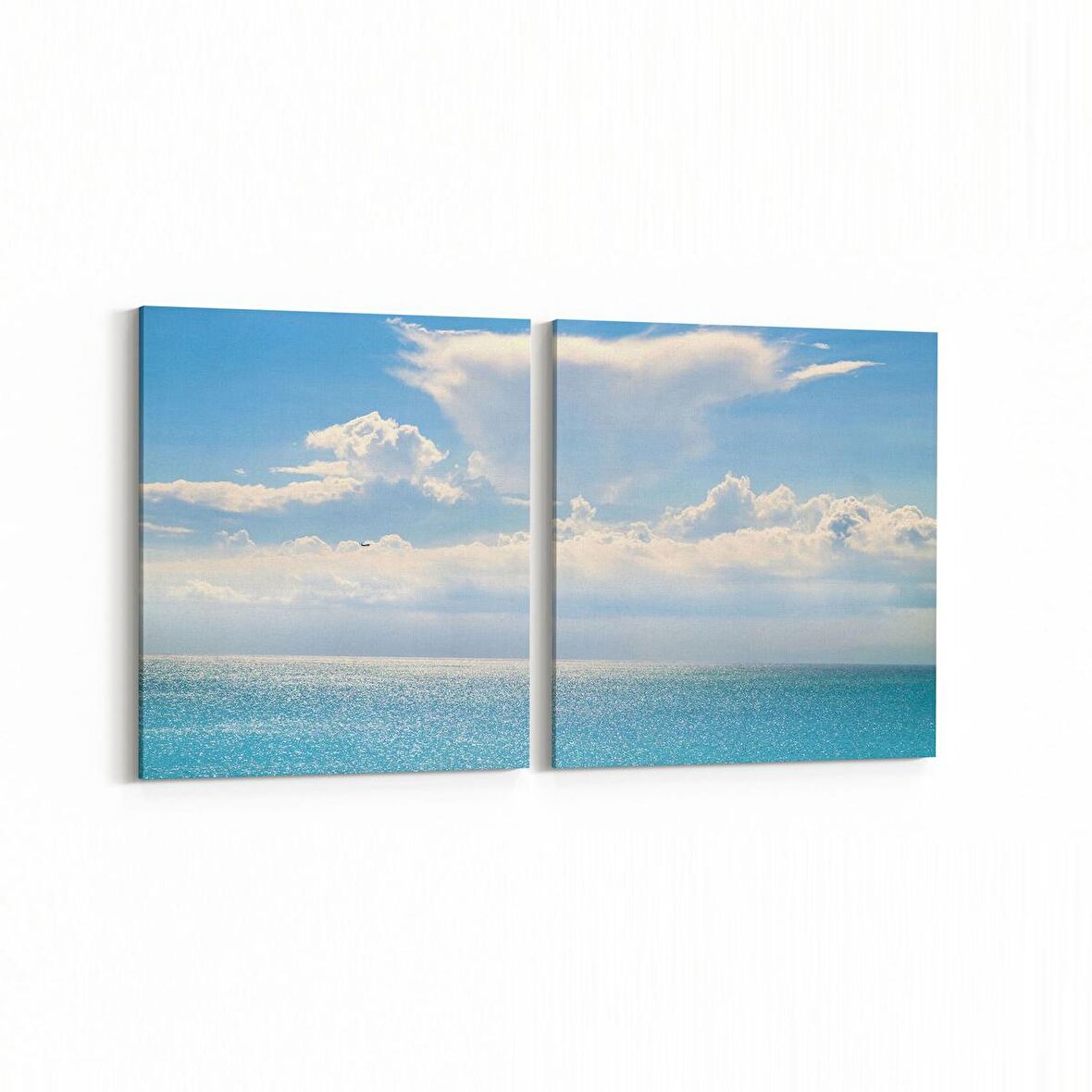 Olla 16507K2Y Kumsal / Sahil Görseli Kare 2'li Yatay Kanvas Tablo (Ölçü: 145X70)