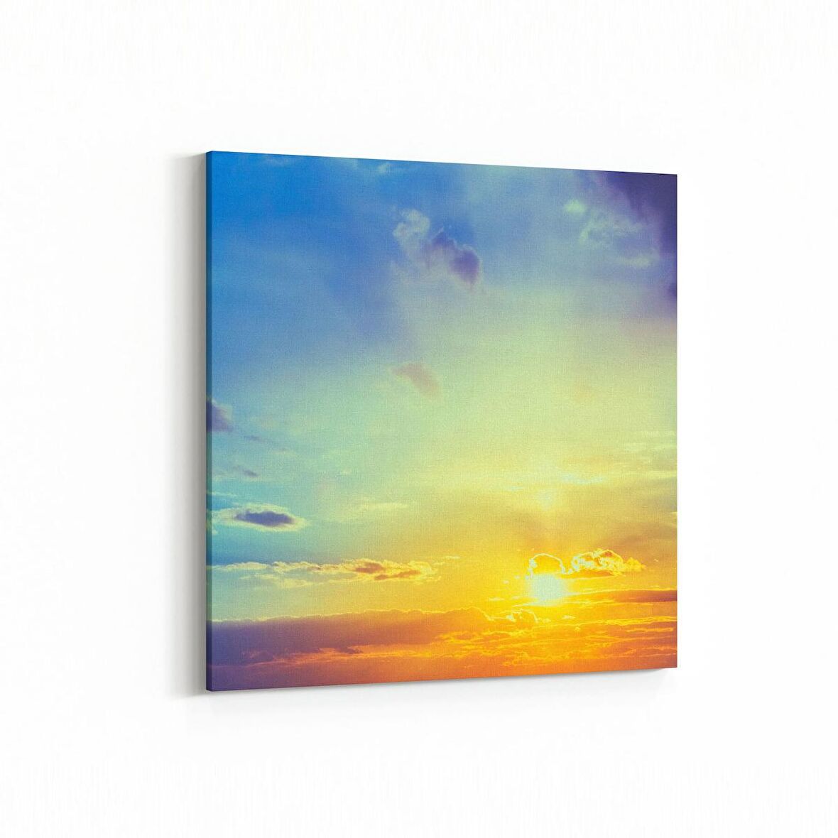 Olla 15987K Günbatımı Görseli Kare Kanvas Tablo (Ölçü: 25X25)