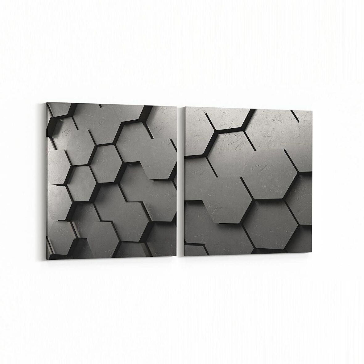 Olla 10026K2Y Abstract 3 Boyut Görsel Kare 2'li Yatay Kanvas Tablo (Ölçü: 145X70)