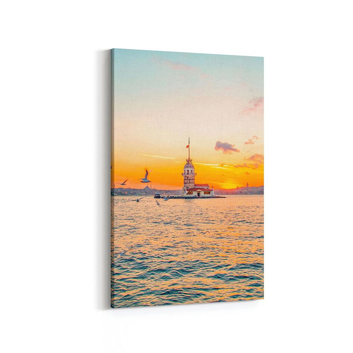 Olla 15953D Günbatımı Görseli Dikey Kanvas Tablo (Ölçü: 60X90)