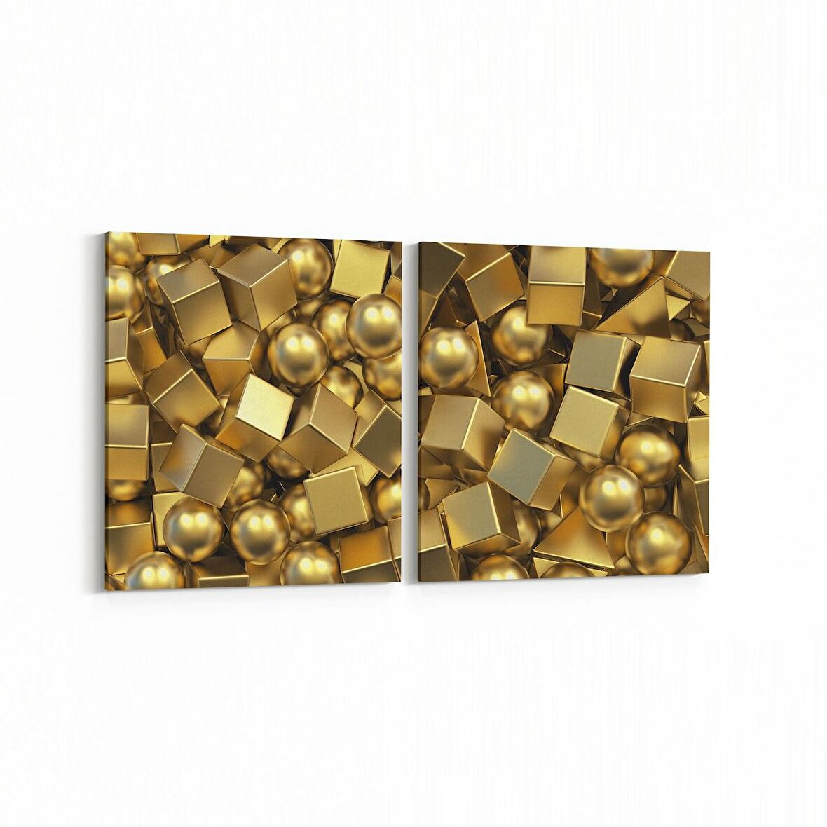 Olla 10019K2Y Abstract 3 Boyut Görsel Kare 2'li Yatay Kanvas Tablo (Ölçü: 125X60)