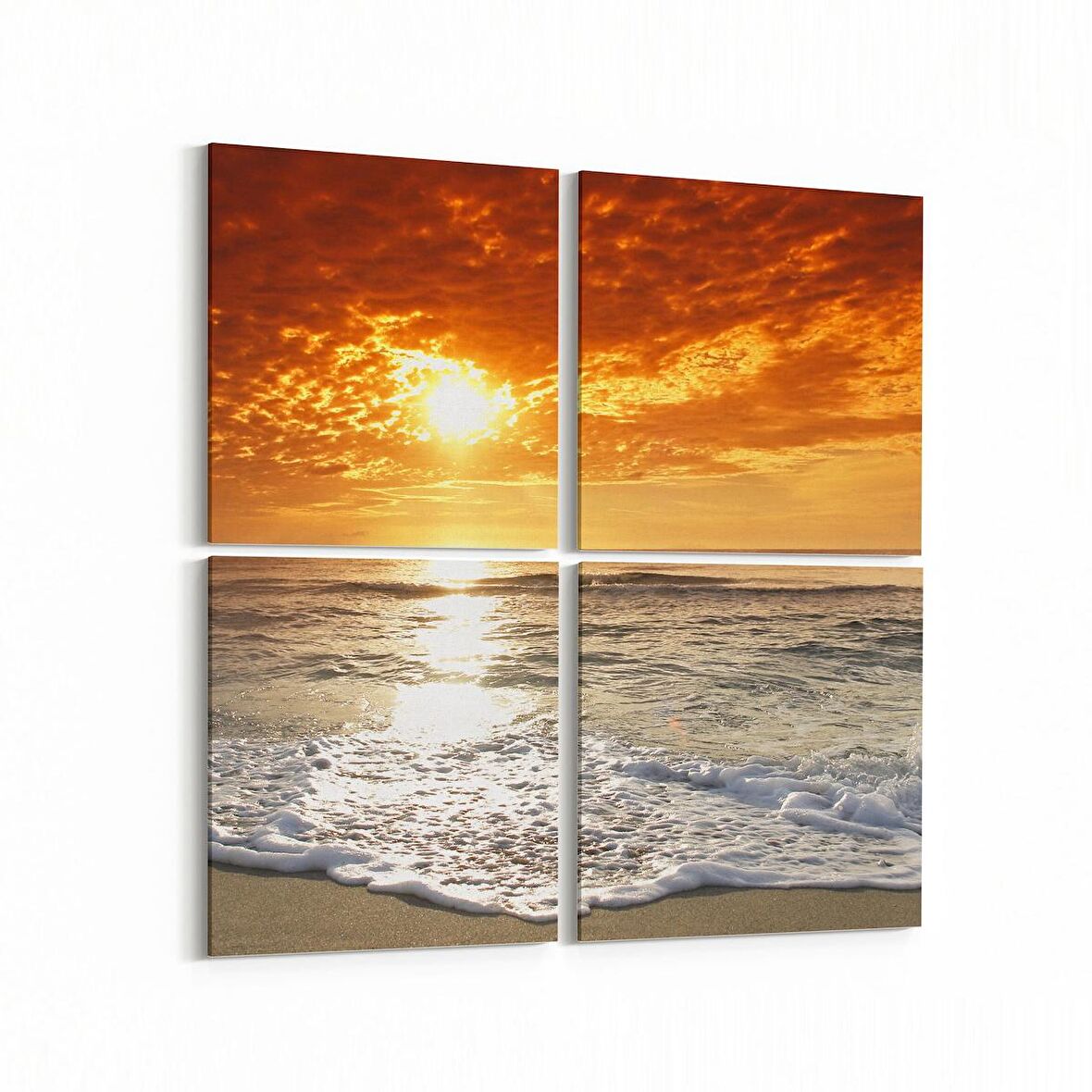 Olla 16111K4 Günbatımı Görseli Kare 4'lü Kanvas Tablo (Ölçü: 125X125)