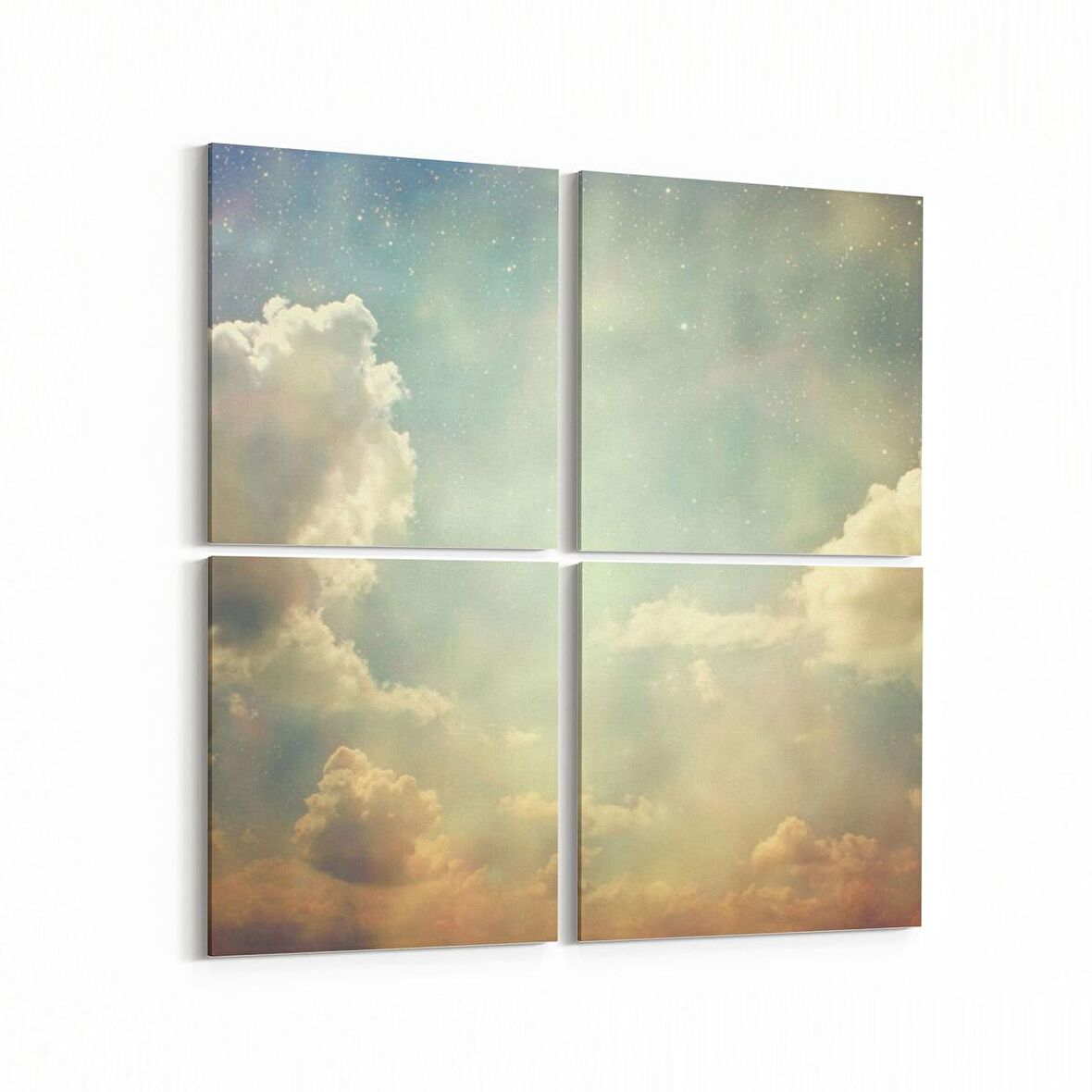 Olla 15417K4 Gökyüzü Bulut Görseli Kare 4'lü Kanvas Tablo (Ölçü: 65X65)
