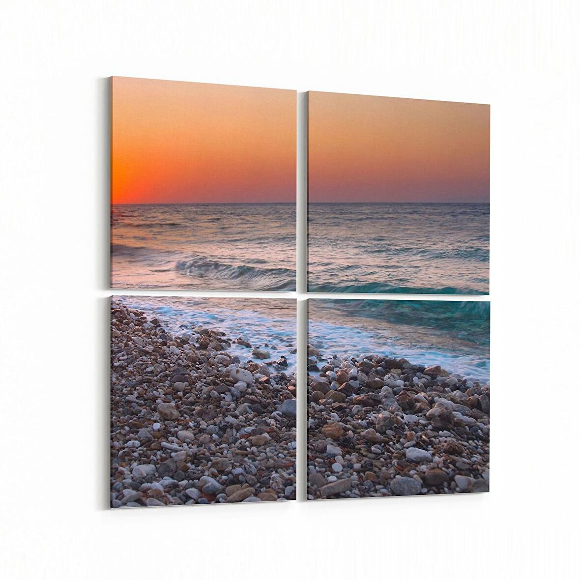Olla 15979K4 Günbatımı Görseli Kare 4'lü Kanvas Tablo (Ölçü: 145X145)