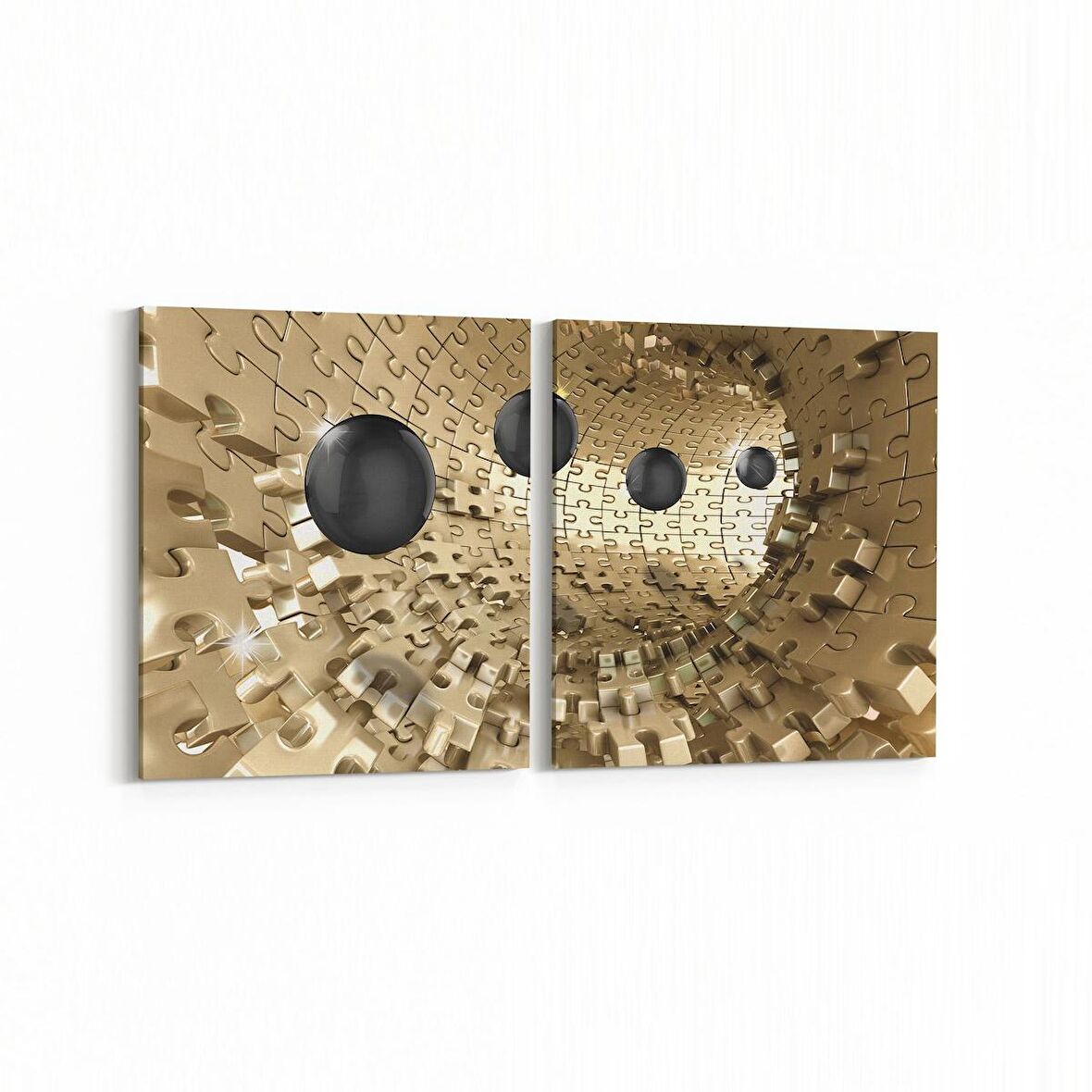 Olla 10427K2Y Abstract Tünel Görsel Kare 2'li Yatay Kanvas Tablo (Ölçü: 125X60)