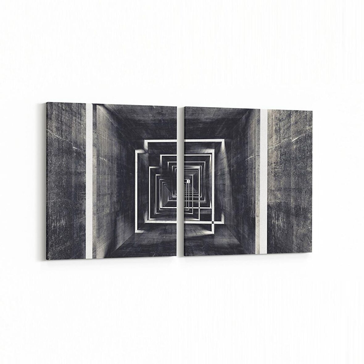 Olla 10434K2Y Abstract Tünel Görsel Kare 2'li Yatay Kanvas Tablo (Ölçü: 105X50)