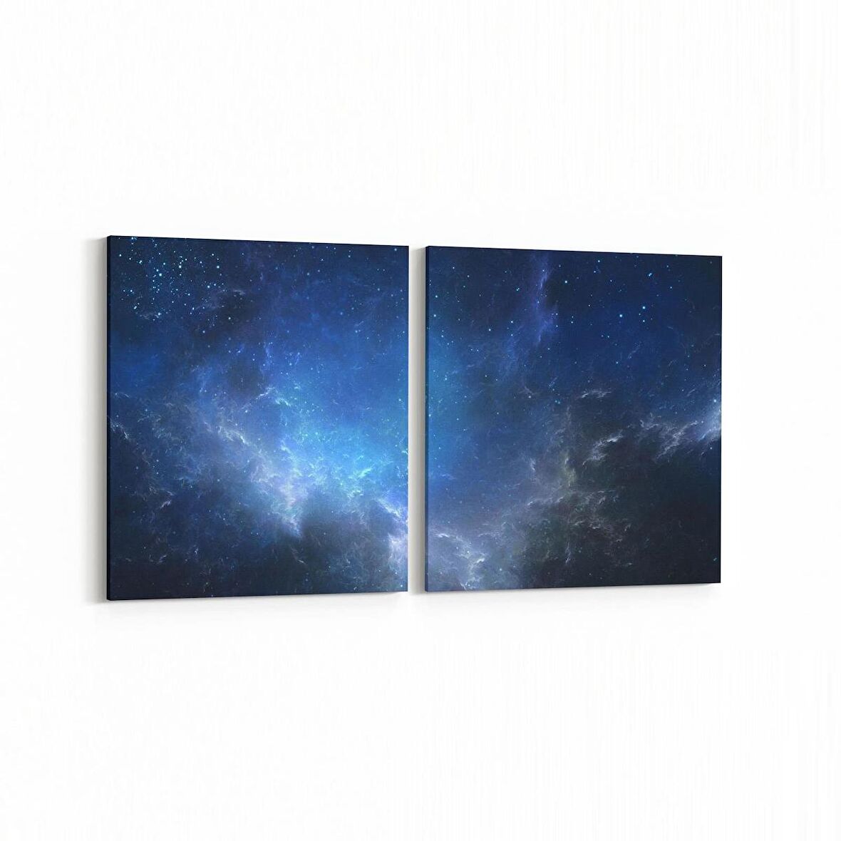 Olla 14643K2Y Gece Gökyüzü Görseli Kare 2'li Yatay Kanvas Tablo (Ölçü: 145X70)