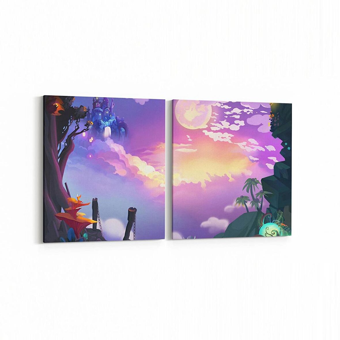 Olla 12784K2Y Çocuk Odası Görseli 2'li Yatay Kanvas Tablo (Ölçü: 85X40)