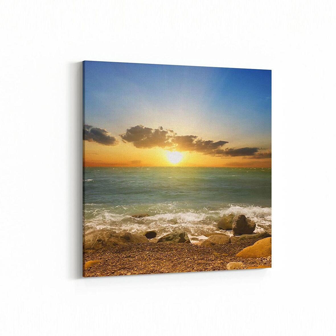 Olla 16057K Günbatımı Görseli Kare Kanvas Tablo (Ölçü: 30X30)