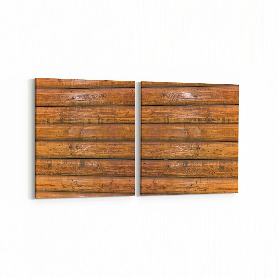 Olla 12011K2Y Ahşap Desen Görseli Kare 2'li Yatay Kanvas Tablo (Ölçü: 85X40)