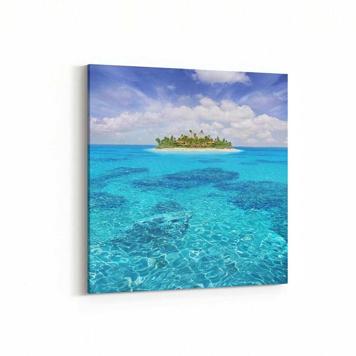 Olla 16389K Kumsal / Sahil Görseli Kare Kanvas Tablo (Ölçü: 25X25)