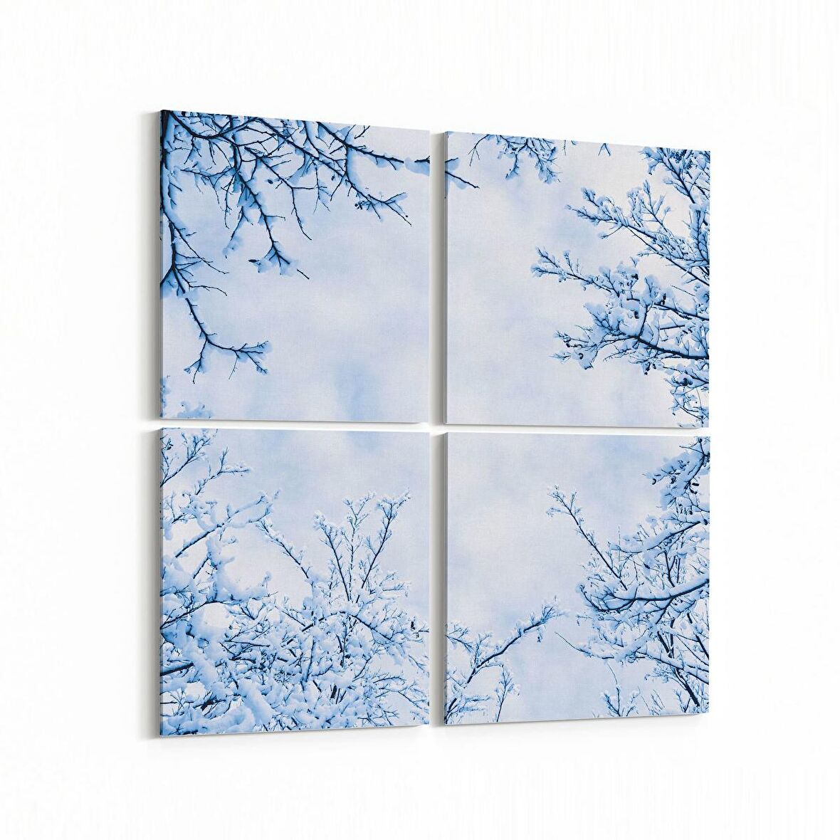 Olla 10570K4 Ağaç Görseli Kare 4'lü Kanvas Tablo (Ölçü: 145X145)