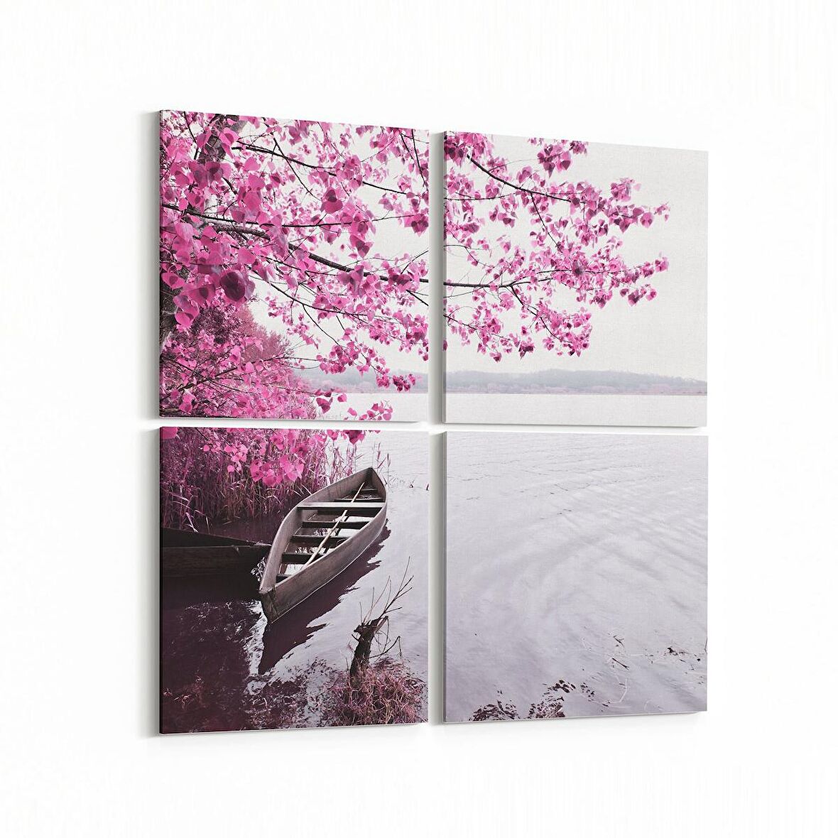 Olla 13184K4 Doğa / Manzara Görseli Kare 4'lü Kanvas Tablo (Ölçü: 145X145)