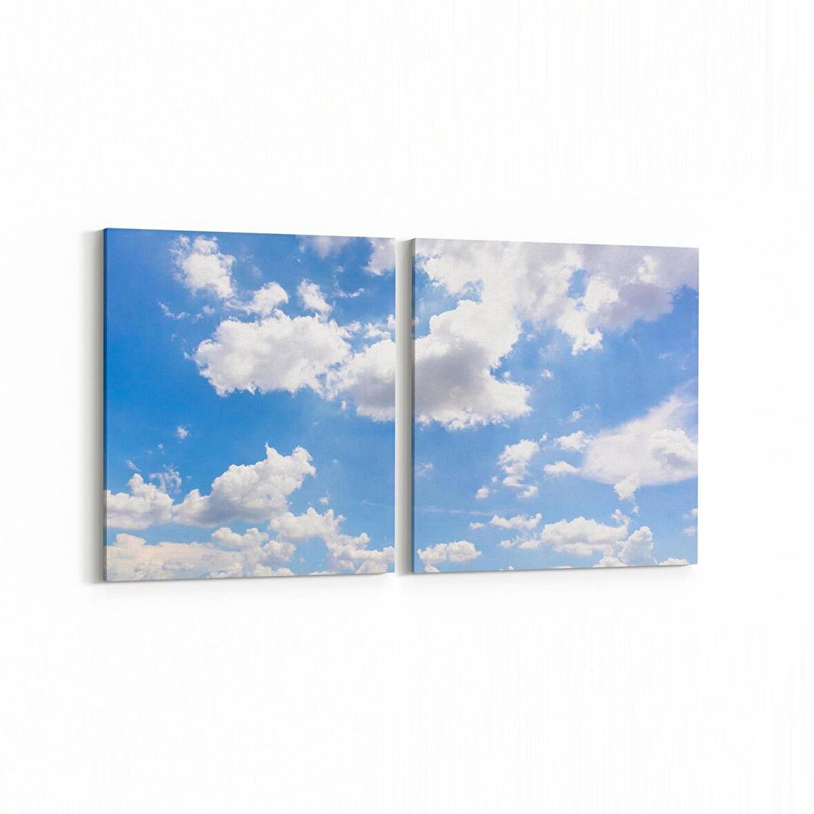 Olla 15493K2Y Gökyüzü Bulut Görseli Kare 2'li Yatay Kanvas Tablo (Ölçü: 85X40)