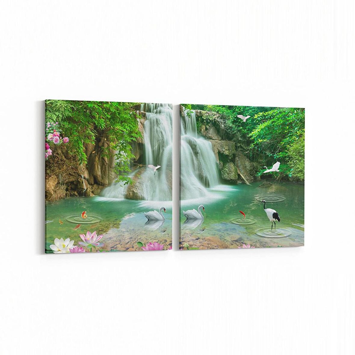 Olla 13328K2Y Doğa / Manzara Görseli Kare 2'li Yatay Kanvas Tablo (Ölçü: 145X70)