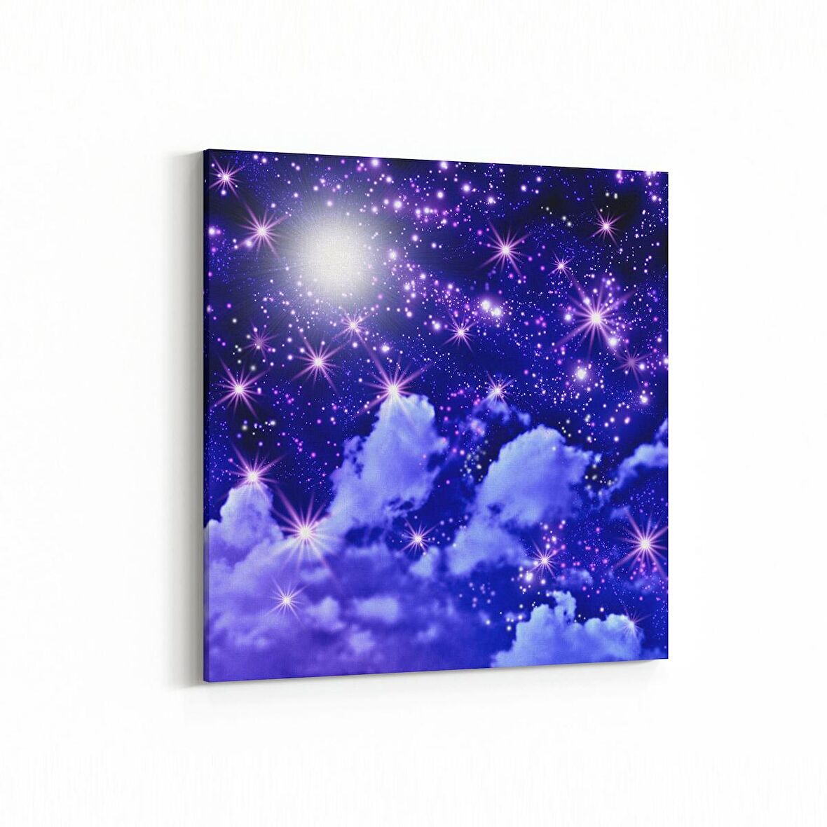 Olla 14674K Gece Gökyüzü Görseli Kare Kanvas Tablo (Ölçü: 25X25)