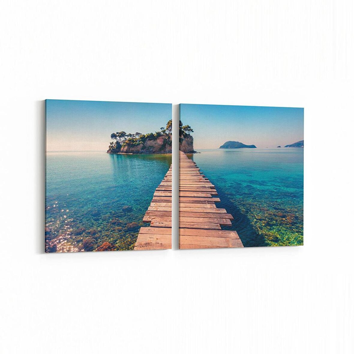 Olla 13198K2Y Doğa / Manzara Görseli Kare 2'li Yatay Kanvas Tablo (Ölçü: 125X60)