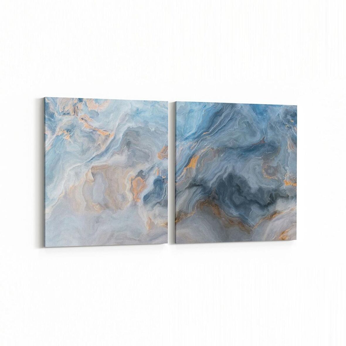 Olla 16664K2Y Mermer Desen Görsel Kare 2'li Yatay Kanvas Tablo (Ölçü: 145X70)