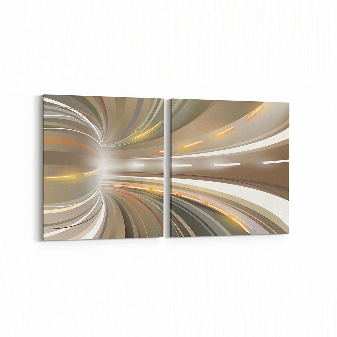 Olla 10234K2Y Abstract Girdap Görsel Kare 2'li Yatay Kanvas Tablo (Ölçü: 65X30)