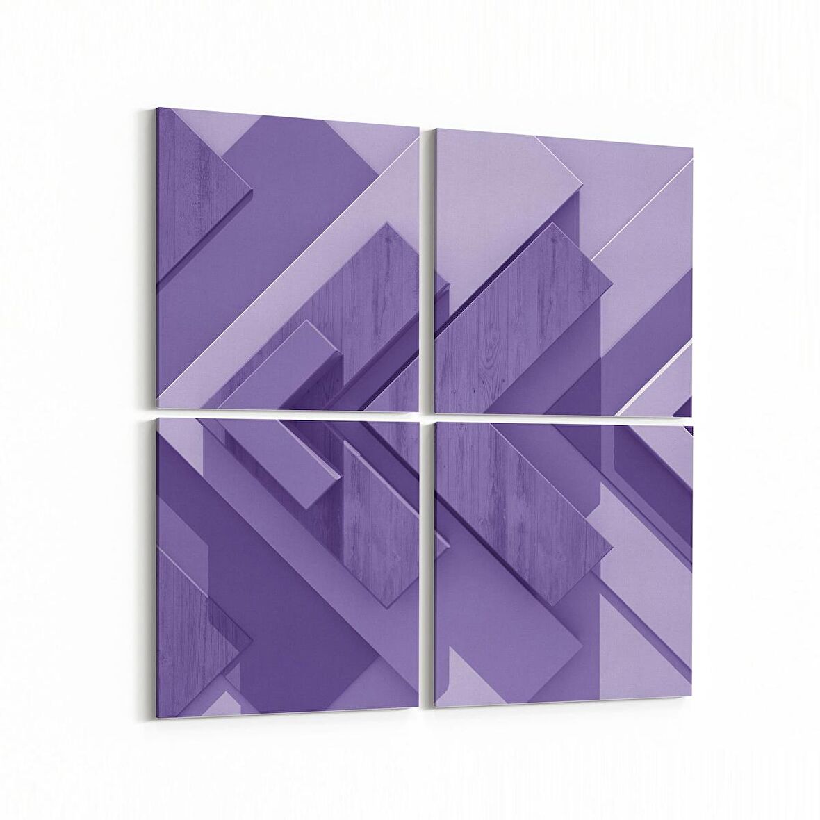 Olla 10043K4 Abstract 3 Boyut Görsel Kare 4'lü Kanvas Tablo (Ölçü: 145X145)