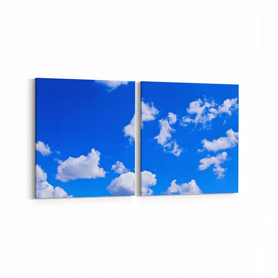 Olla 15732K2Y Gökyüzü Bulut Görseli Kare 2'li Yatay Kanvas Tablo (Ölçü: 85X40)