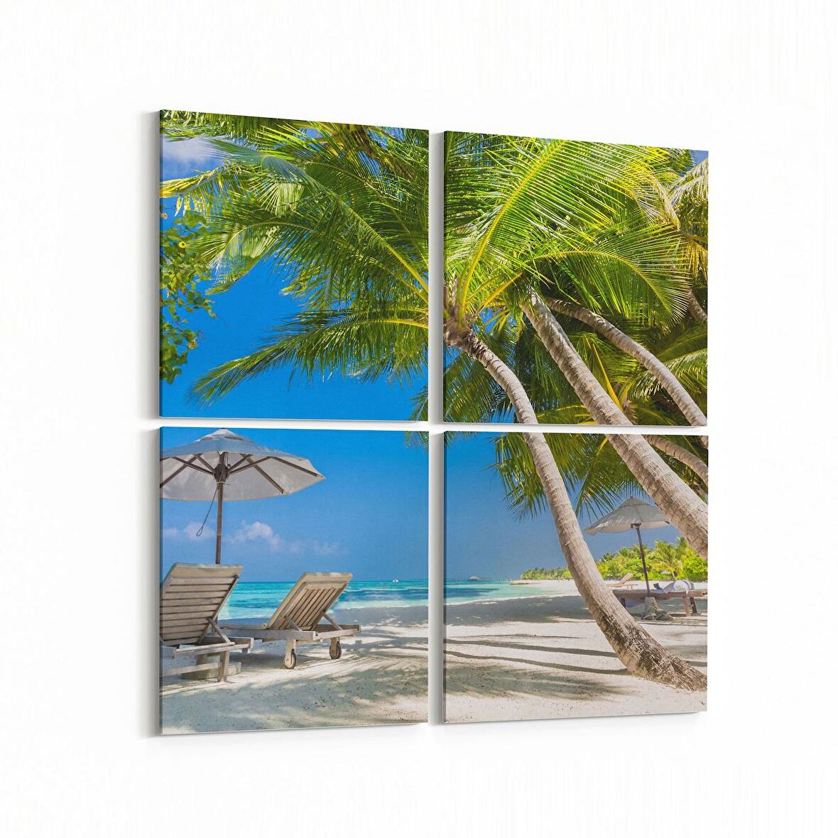 Olla 16559K4 Kumsal / Sahil Görseli Kare 4'lü Kanvas Tablo (Ölçü: 145X145)