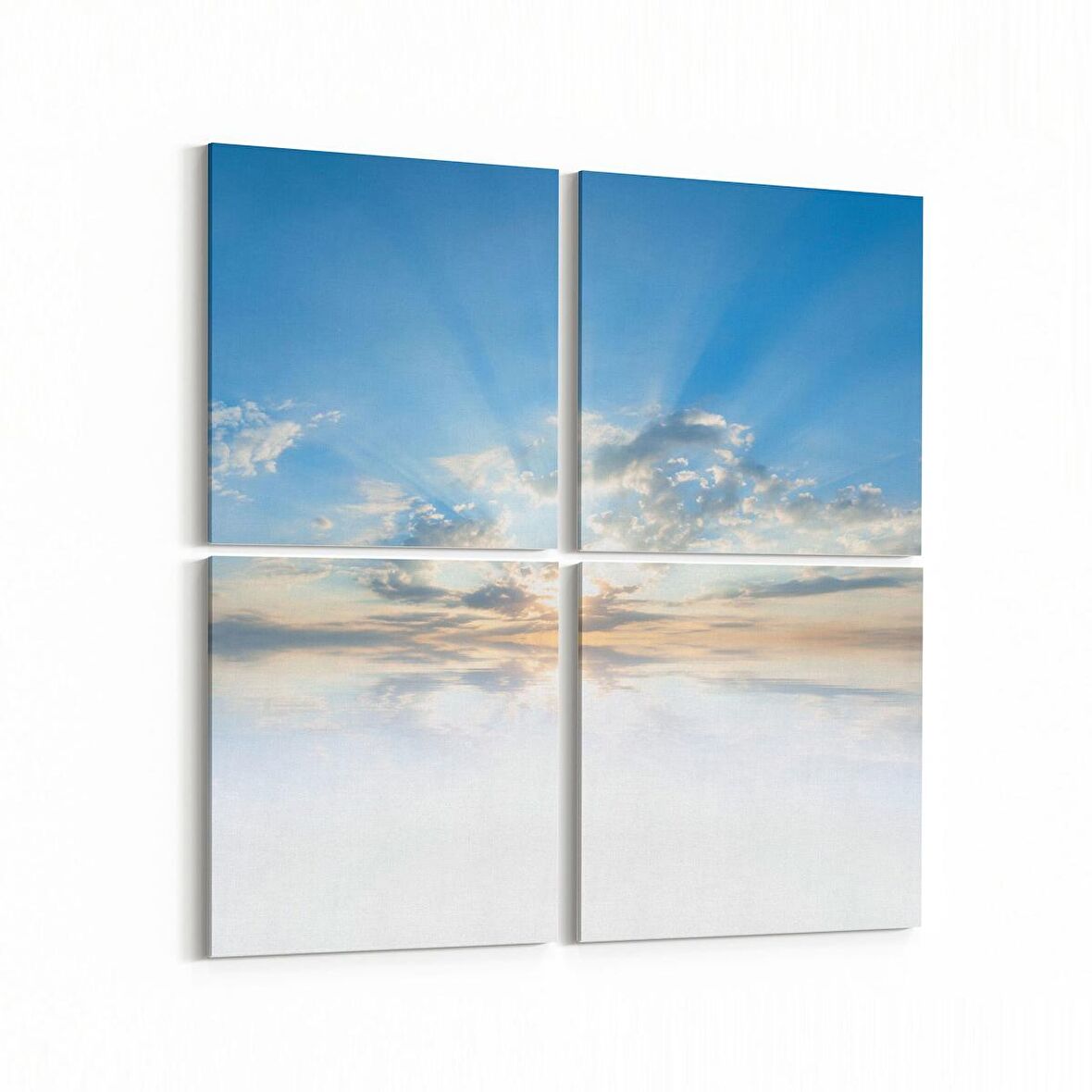 Olla 15463K4 Gökyüzü Bulut Görseli Kare 4'lü Kanvas Tablo (Ölçü: 145X145)