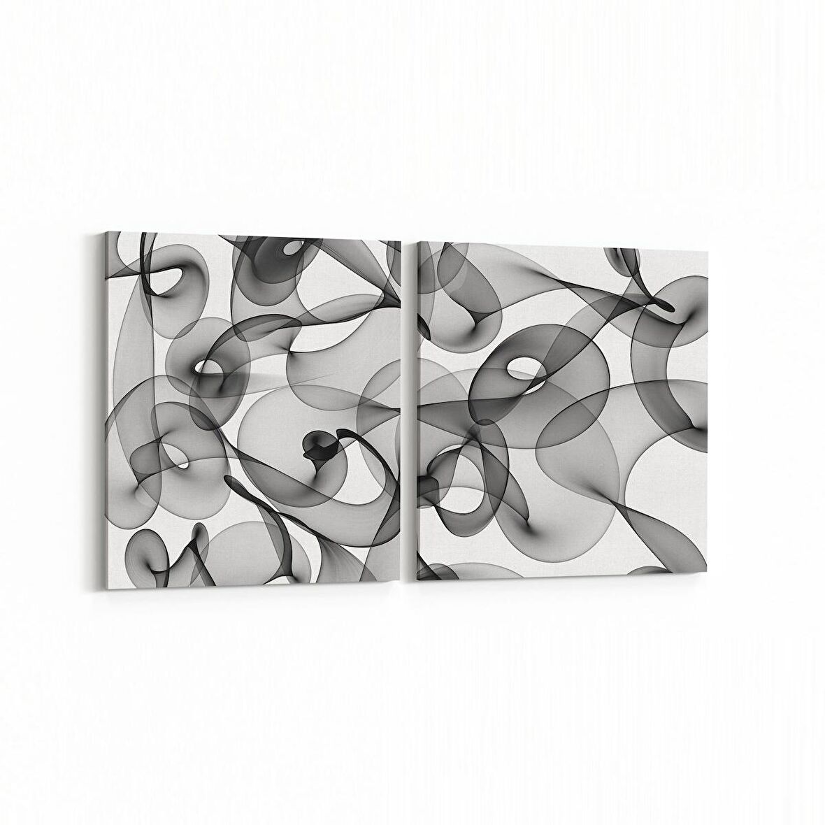 Olla 10175K2Y Abstract Görsel Kare 2'li Yatay Kanvas Tablo (Ölçü: 65X30)