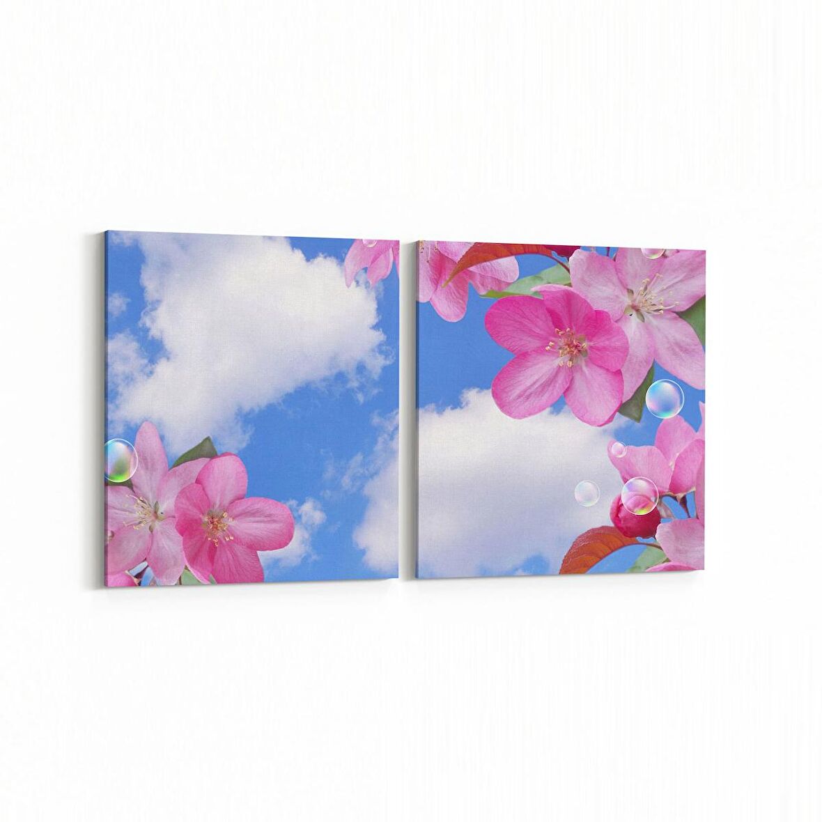 Olla 10967K2Y Ağaç Görseli Kare 2'li Yatay Kanvas Tablo (Ölçü: 65X30)