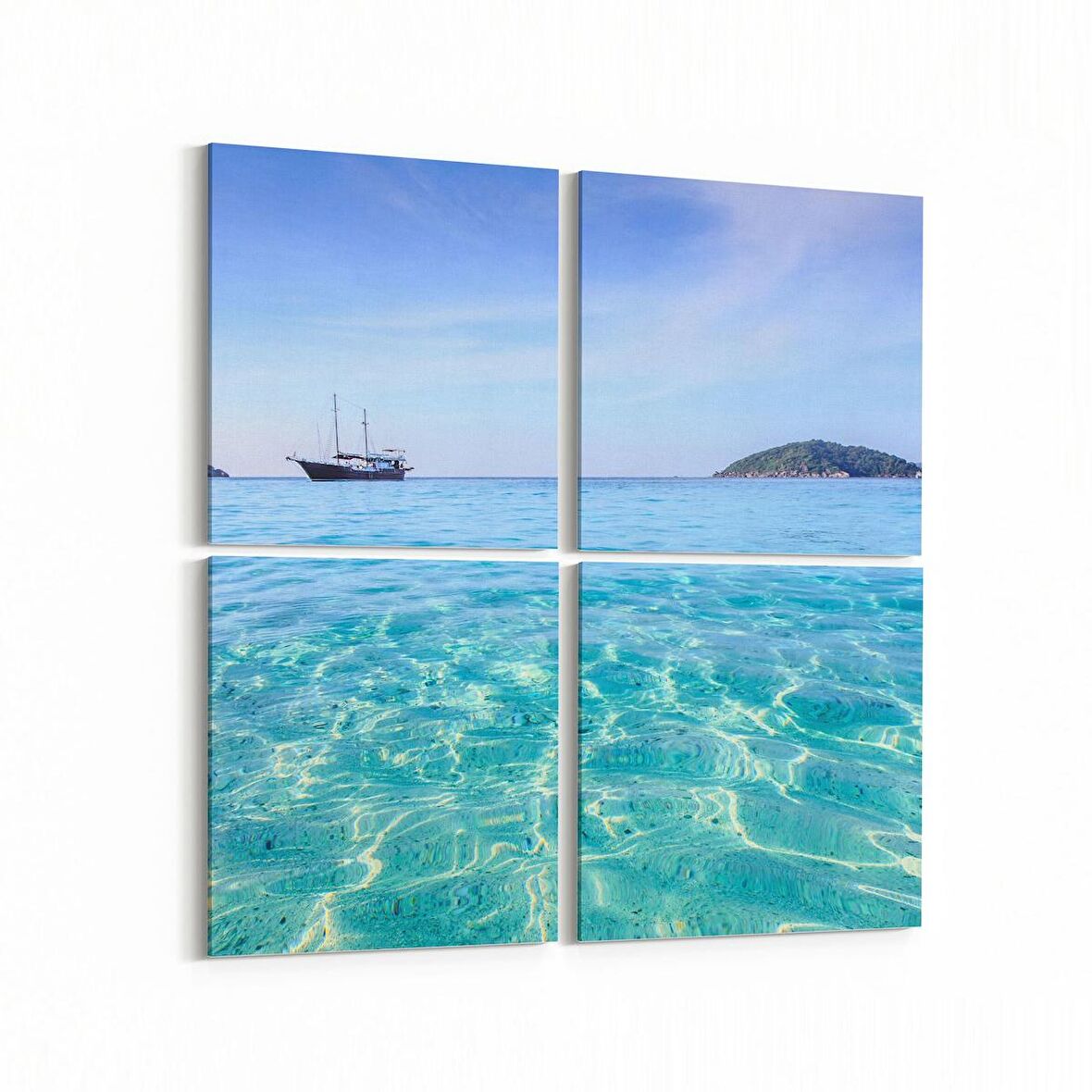 Olla 16442K4 Kumsal / Sahil Görseli Kare 4'lü Kanvas Tablo (Ölçü: 105X105)