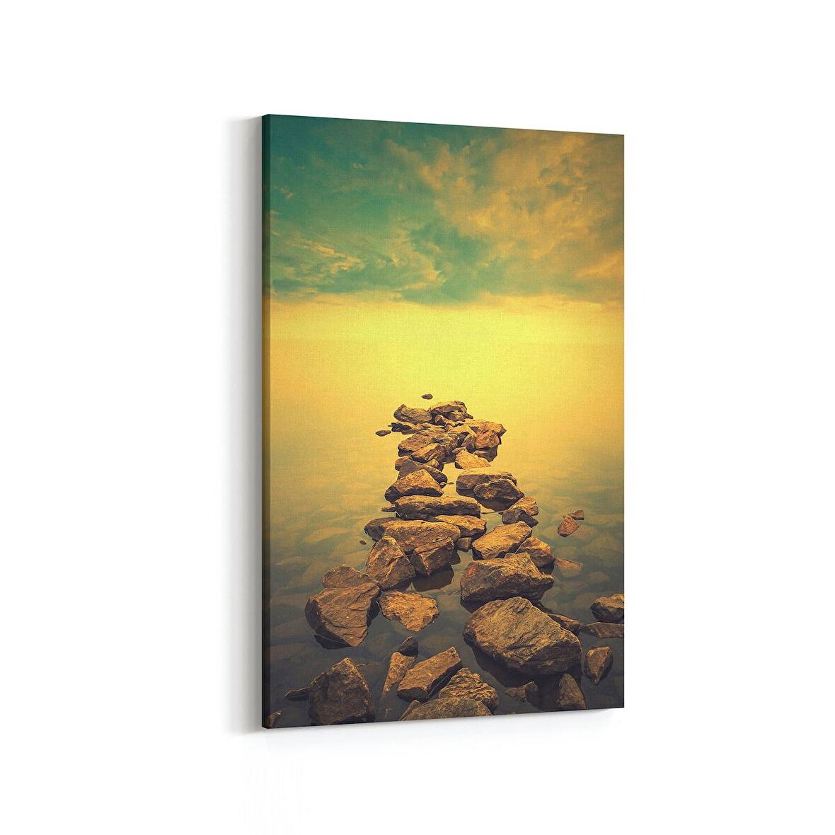 Olla 15963D Günbatımı Görseli Dikey Kanvas Tablo (Ölçü: 70X105)