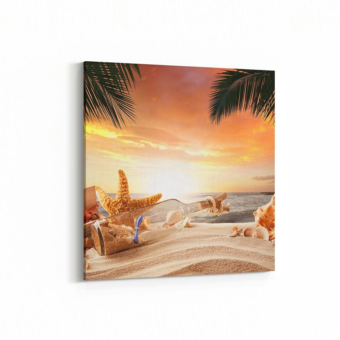 Olla 16038K Günbatımı Görseli Kare Kanvas Tablo (Ölçü: 25X25)
