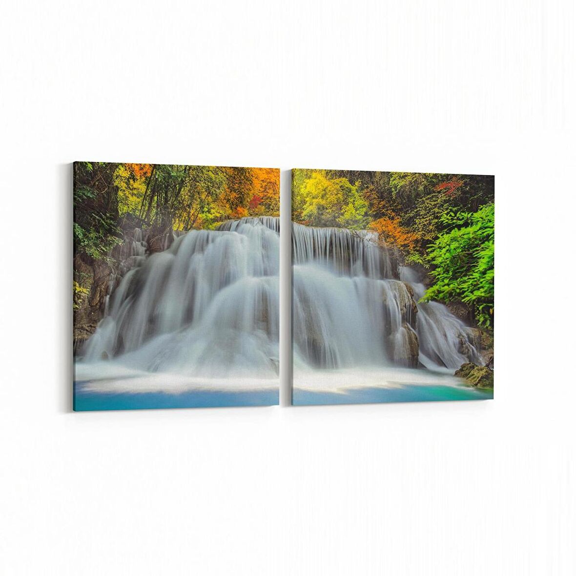 Olla 13588K2Y Doğa / Manzara Görseli Kare 2'li Yatay Kanvas Tablo (Ölçü: 85X40)