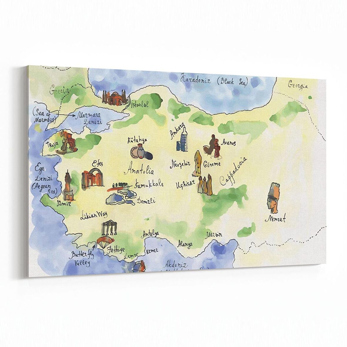 Olla 16190Y Harita Görseli Yatay Kanvas Tablo (Ölçü: 120X80)