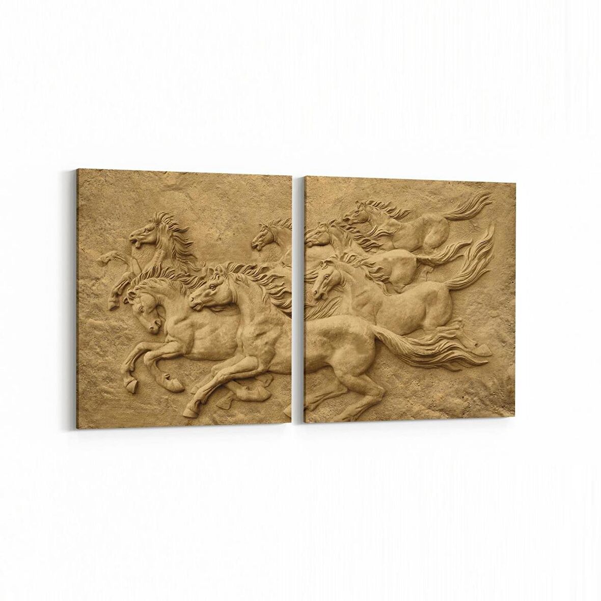 Olla 16250K2Y Heykel / Sanat Görseli Kare 2'li Yatay Kanvas Tablo (Ölçü: 145X70)