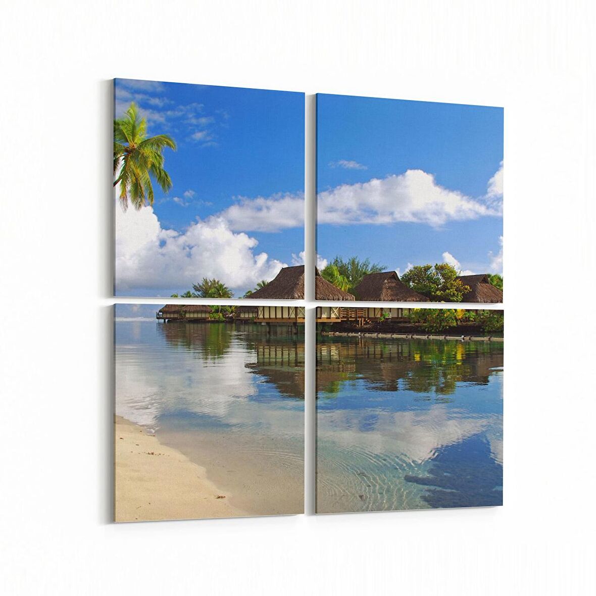 Olla 16578K4 Kumsal / Sahil Görseli Kare 4'lü Kanvas Tablo (Ölçü: 105X105)