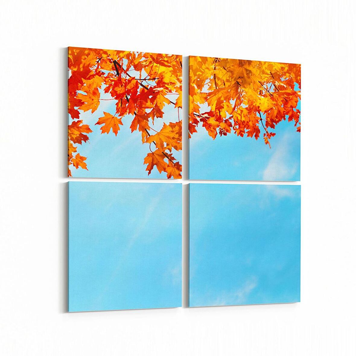 Olla 11025K4 Ağaç Görseli Kare 4'lü Kanvas Tablo (Ölçü: 105X105)