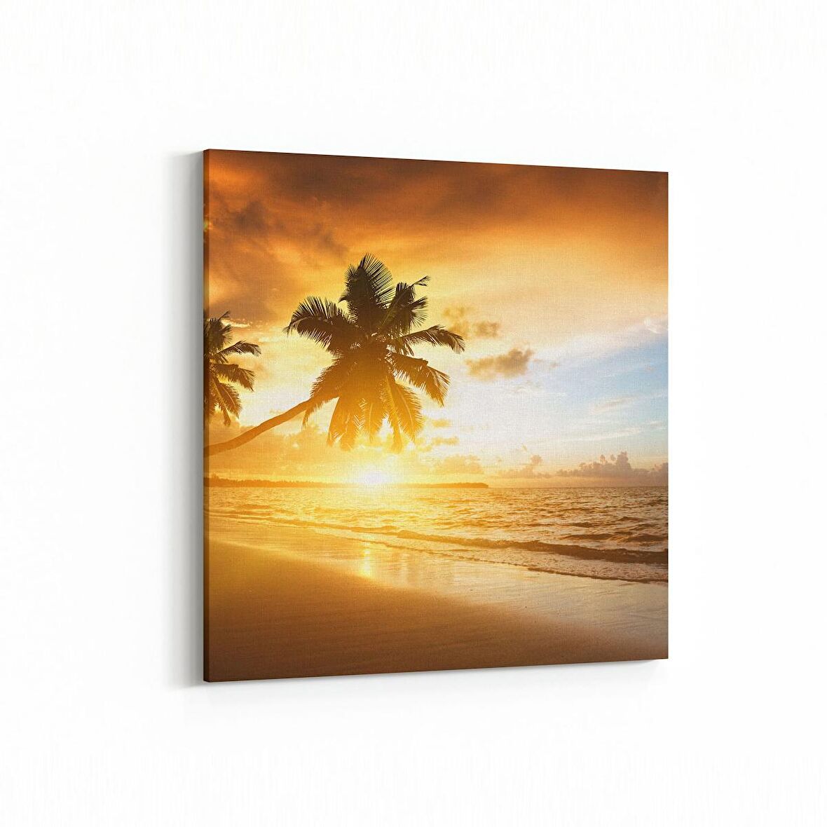Olla 15925K Günbatımı Görseli Kare Kanvas Tablo (Ölçü: 25X25)