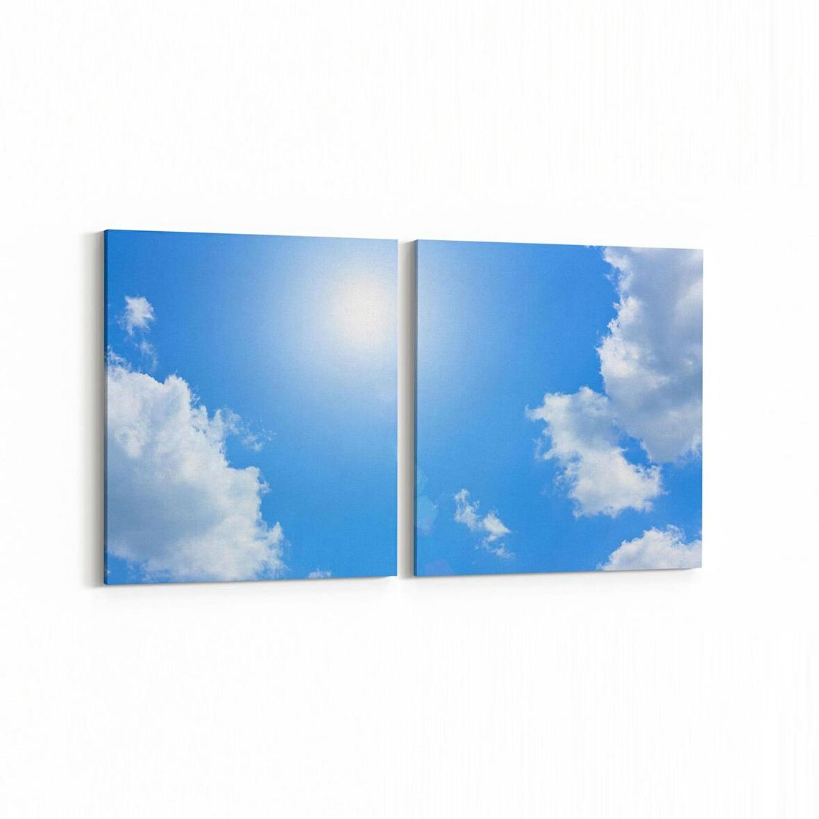 Olla 15385K2Y Gökyüzü Bulut Görseli Kare 2'li Yatay Kanvas Tablo (Ölçü: 85X40)