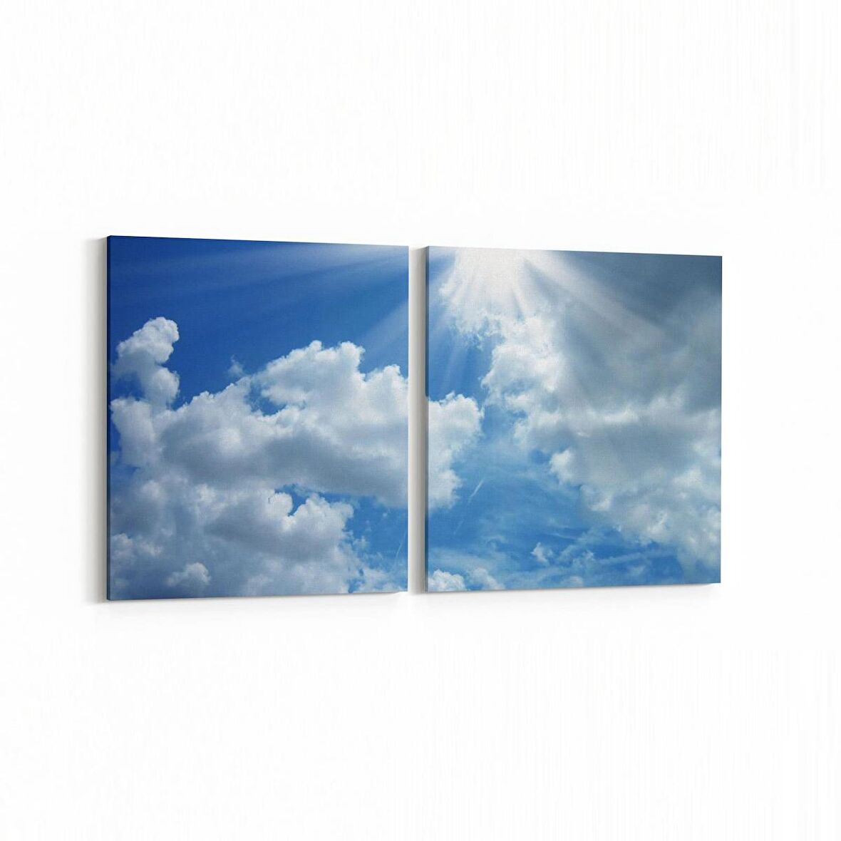Olla 15817K2Y Gökyüzü Bulut Görseli Kare 2'li Yatay Kanvas Tablo (Ölçü: 105X50)