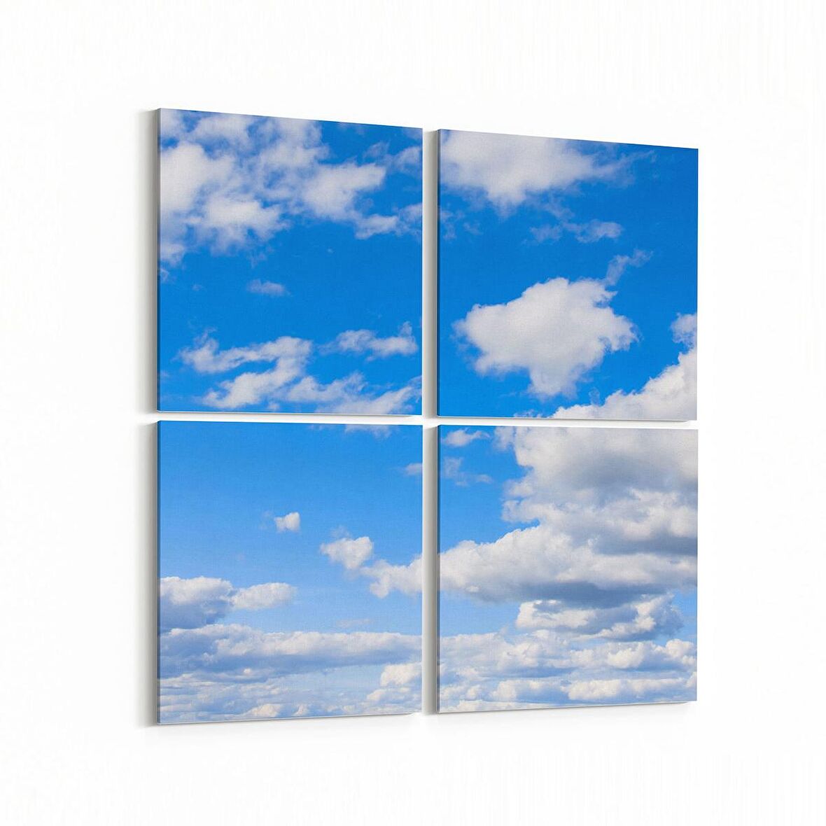 Olla 15822K4 Gökyüzü Bulut Görseli Kare 4'lü Kanvas Tablo (Ölçü: 145X145)