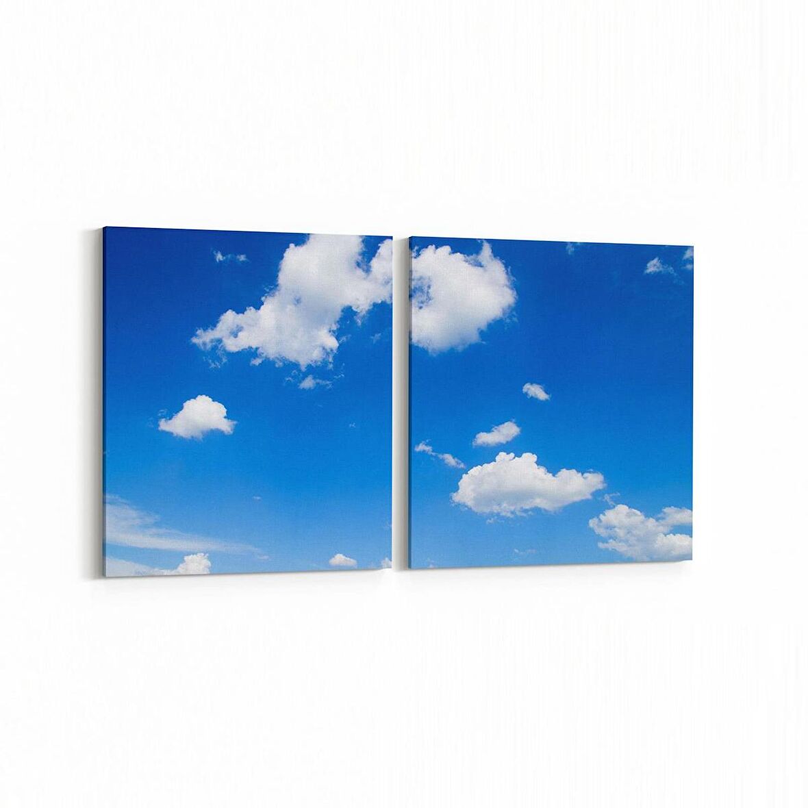 Olla 15461K2Y Gökyüzü Bulut Görseli Kare 2'li Yatay Kanvas Tablo (Ölçü: 65X30)