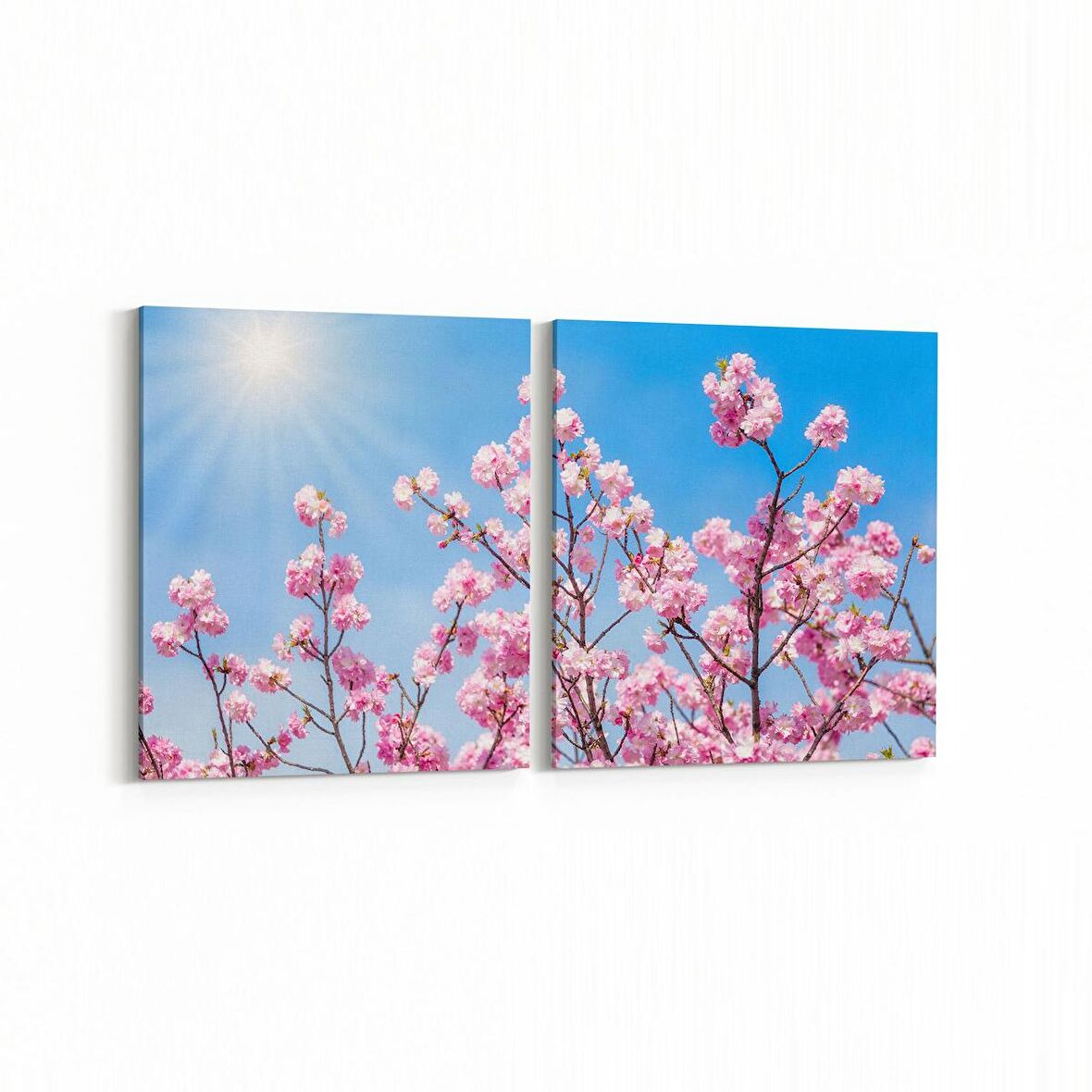 Olla 10569K2Y Ağaç Görseli Kare 2'li Yatay Kanvas Tablo (Ölçü: 85X40)