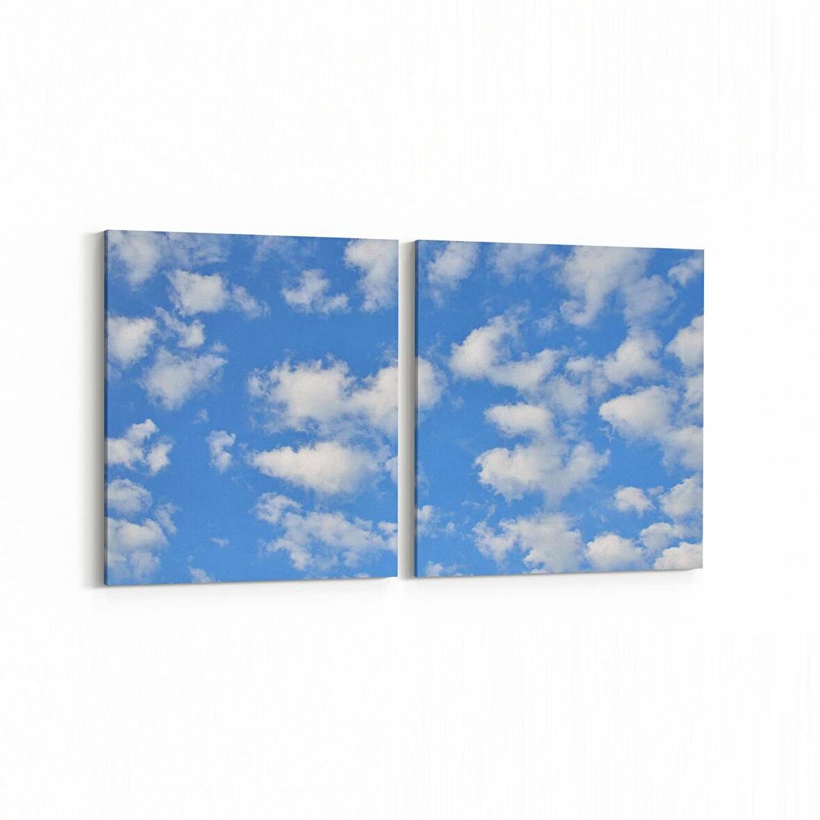 Olla 15643K2Y Gökyüzü Bulut Görseli Kare 2'li Yatay Kanvas Tablo (Ölçü: 145X70)