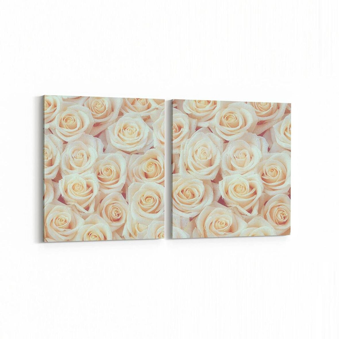 Olla 11632K2Y Çiçek Görseli Kare 2'li Yatay Kanvas Tablo (Ölçü: 125X60)