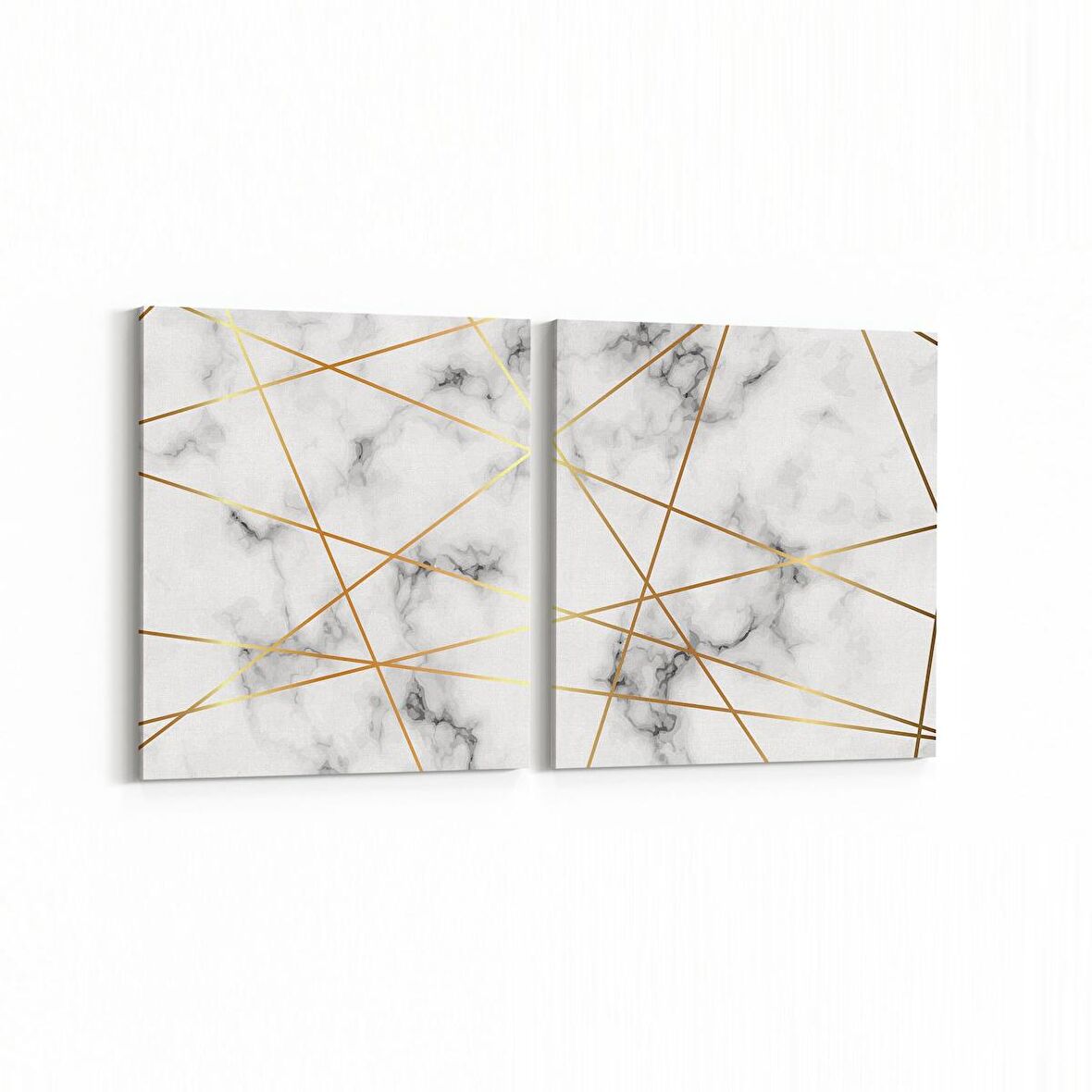 Olla 16728K2Y Mermer Desen Görsel Kare 2'li Yatay Kanvas Tablo (Ölçü: 65X30)