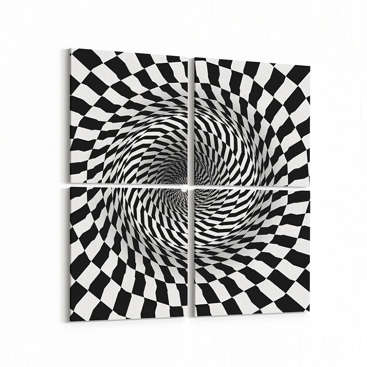 Olla 10239K4 Abstract Girdap Görsel Kare 4'lü Kanvas Tablo (Ölçü: 65X65)