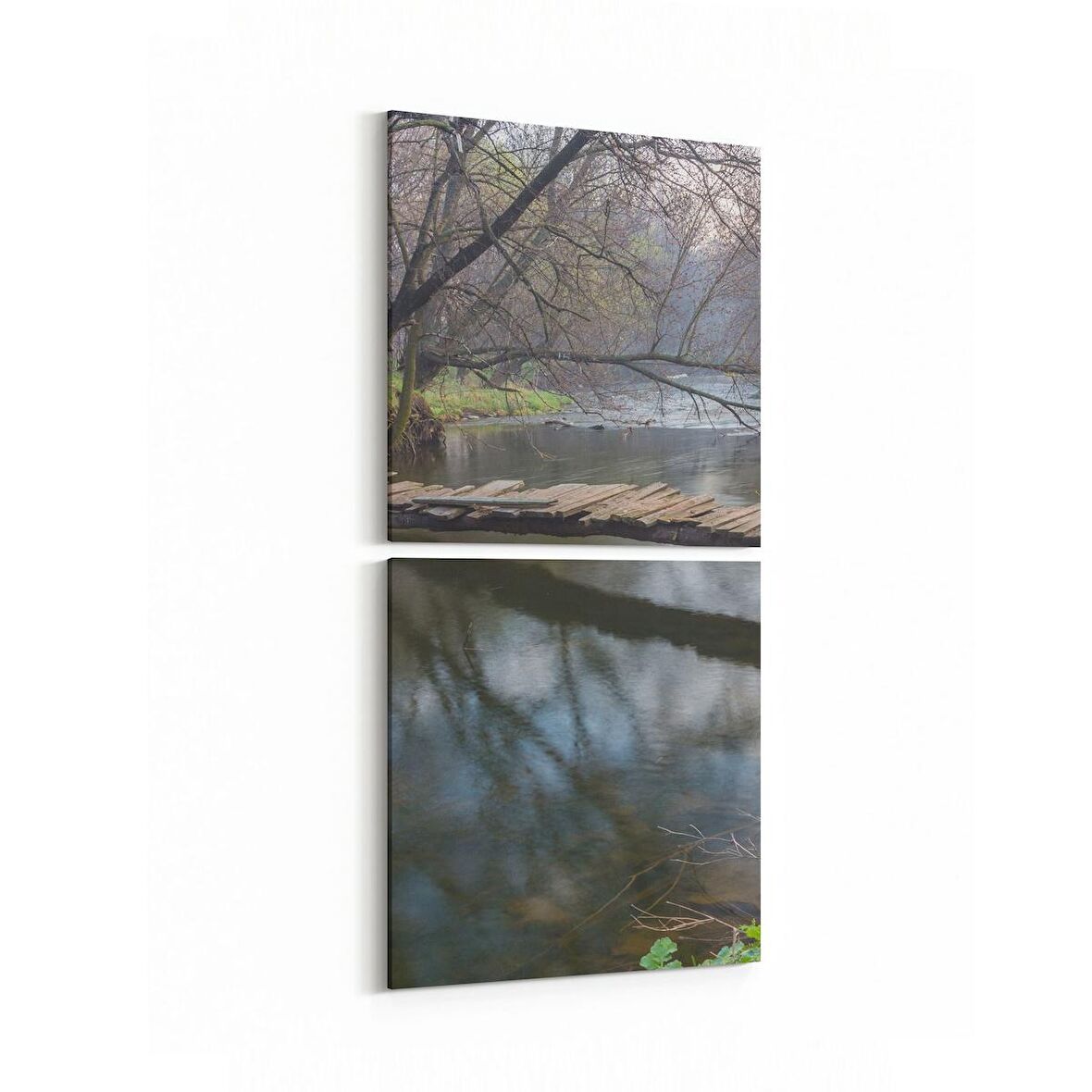 Olla 13662K2D Doğa / Manzara Görseli Kare 2'li Dikey Kanvas Tablo (Ölçü: 30X65)