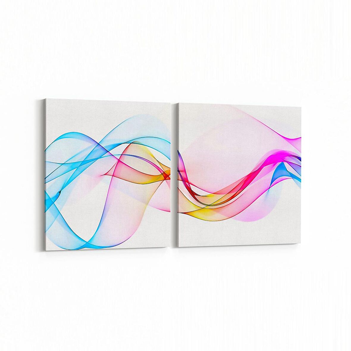 Olla 10133K2Y Abstract Görsel Kare 2'li Yatay Kanvas Tablo (Ölçü: 65X30)