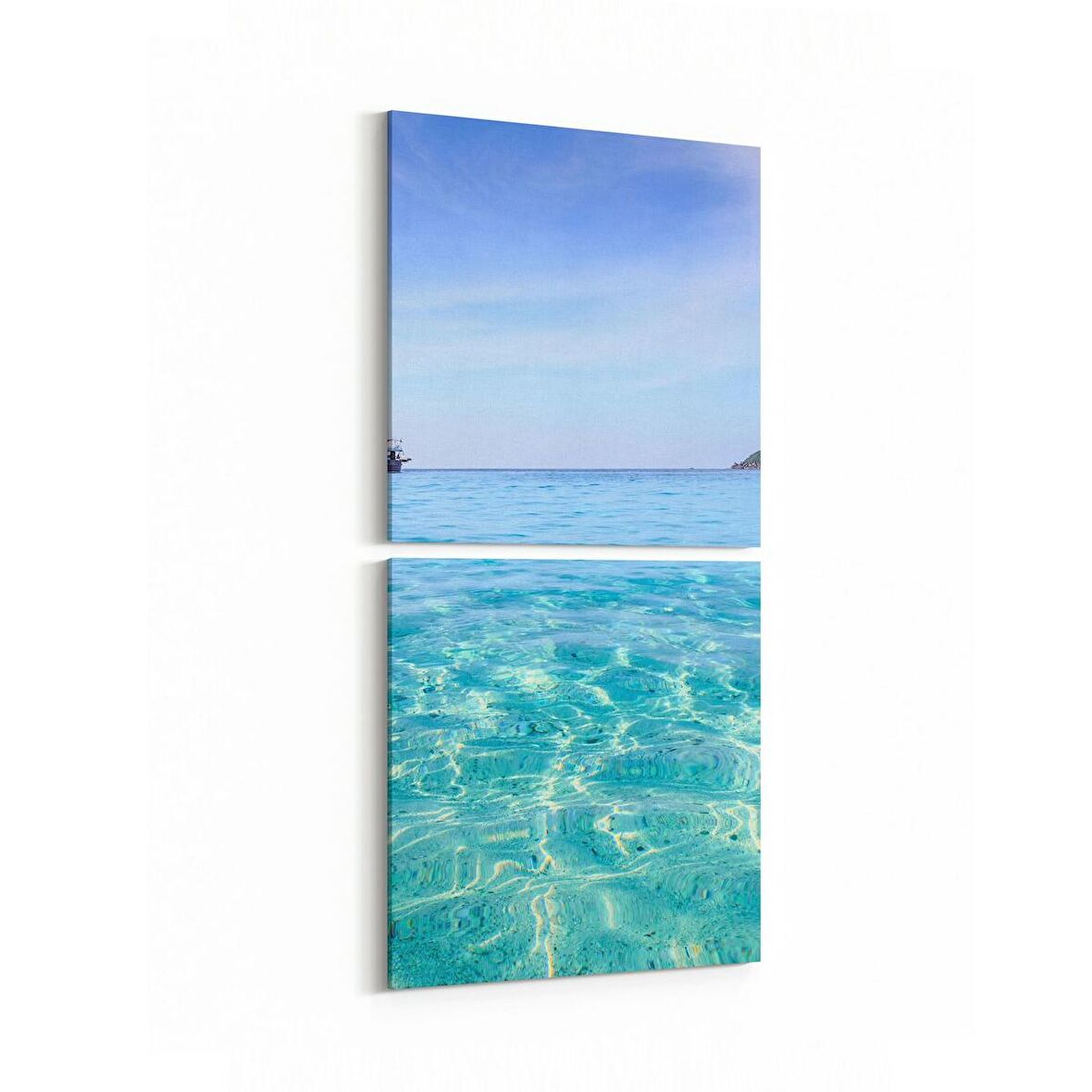 Olla 16442K2D Kumsal / Sahil Görseli Kare 2'li Dikey Kanvas Tablo (Ölçü: 30X65)